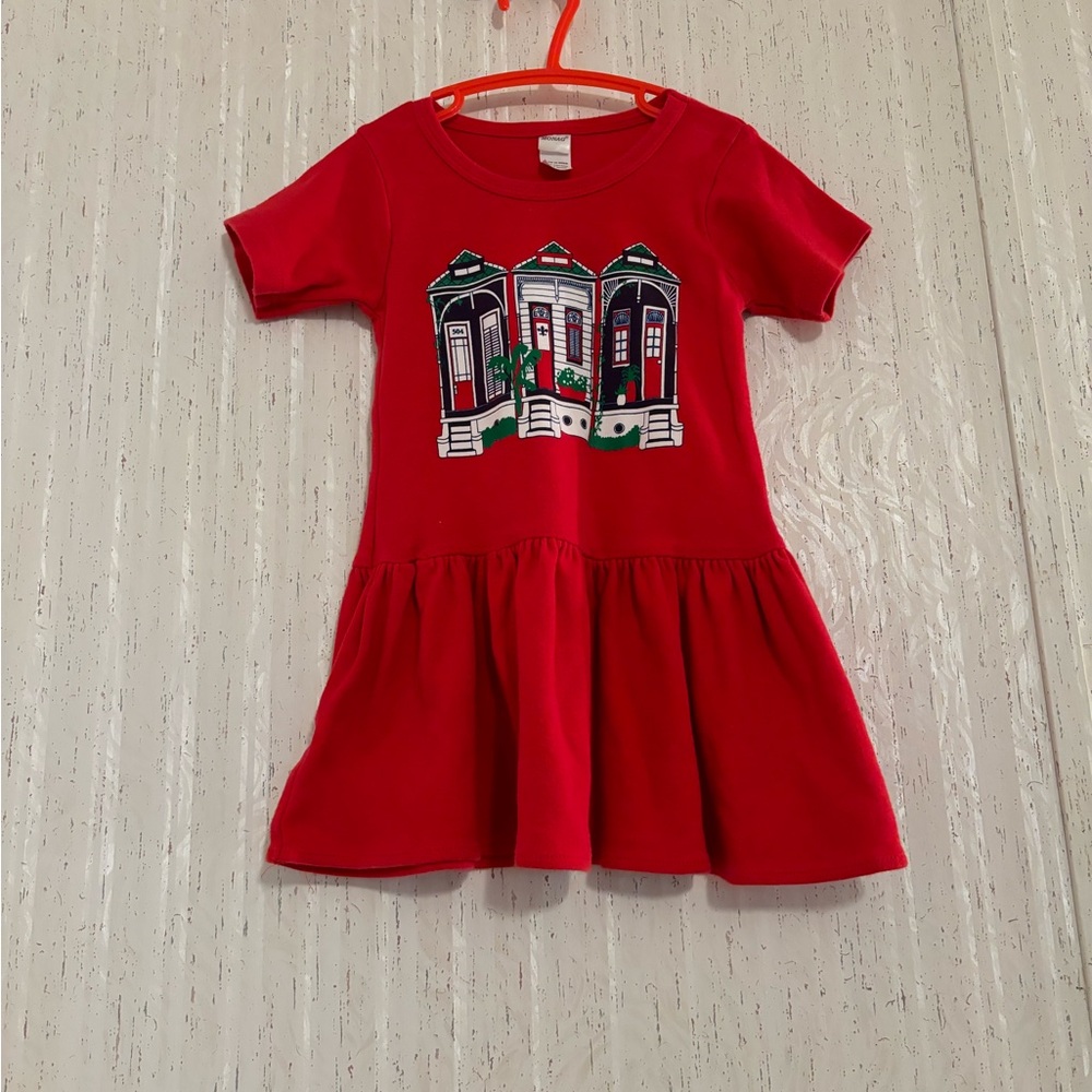 Charming Red Kids Dress with House Design
